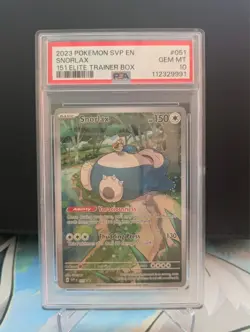 PSA 10 GEM MINT Snorlax ETB SVP 051 Black Star Pokemon 151 2023 English - Image 1