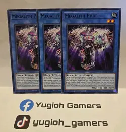YUGIOH MEGALITH PHUL X3 COMMON LIGHT PLAYED ROTD 1ST EDITION - Image 2
