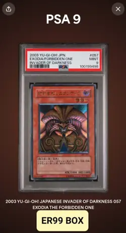 Yu-Gi-Oh 2003 Exodia Forbidden One - UTR Jpn Invader Of Darkness #057 - PSA 9 MT - Image 2
