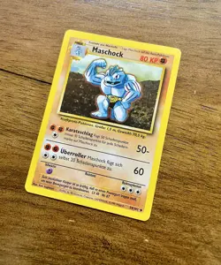 Pokemon Maschock Machoke Card 34/102 German Base Set Vintage - Image 2