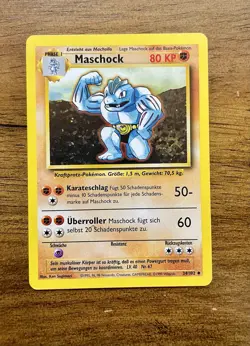 Pokemon Maschock Machoke Card 34/102 German Base Set Vintage - Image 3
