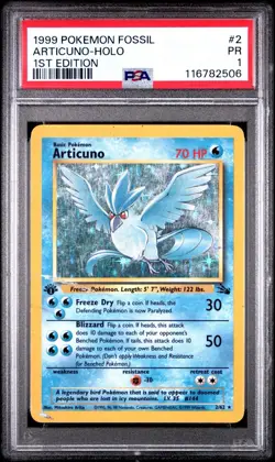 PSA 1 Articuno 1st Edition Fossil Holo #2 1999 Pokemon WoTC PR - Image 1
