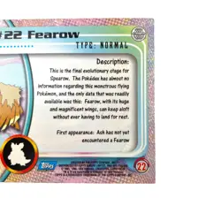 Pokemon 1999 Topps Pokemon Trading Card 22 Fearrow Foil - Image 8
