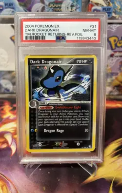 PSA 8 Dark Dragonair 31/109 EX Team Rocket Returns Reverse Holo Pokemon 2004 - Image 1