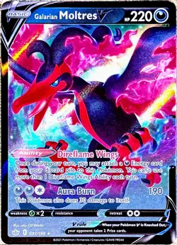 Galarian Moltres V 097/198 ULTRA RARE Pokemon Card TCG 2021 Chilling Reign NM - Image 1