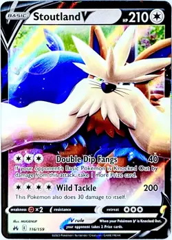 Stoutland V 116/159 ULTRA RARE Holo Pokemon Card TCG 2023 Crown Zenith NM+ - Image 1