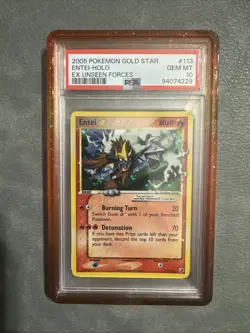 Entei Gold Star Holo Card EX UNSEEN FORCES 113/115 PSA 10 (Rank 1) (Black Label) - Image 2