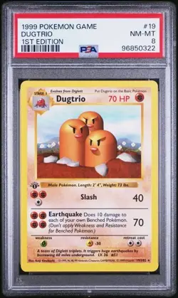1999 POKEMON GAME 19 DUGTRIO 1ST EDITION PSA 8 Nm-Mt - Image 1