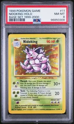 1999 POKEMON BASE SET 11 NIDOKING-HOLO BASE SET 1999-2000 PSA 8 Nm-Mt - Image 1