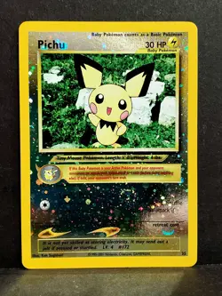 Pokemon  PICHU # 35 Black Star With SWIRL Reverse Holo Promo - Image 1