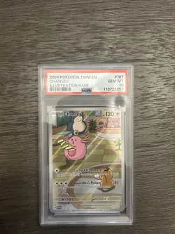 PSA 10 GEM MINT Chansey 187/167 Illustration Rare Pokemon Twilight Masquerade - Image 1