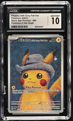2023 Pokemon Black Star SV Promo 085 Van Gogh Pikachu With Grey Felt Hat CGC 10 - Image 1