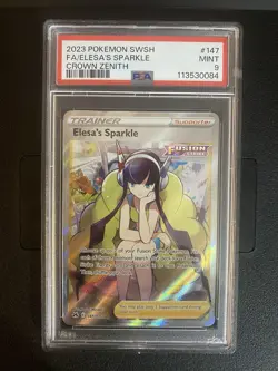 Pokemon Elesa's Sparkle PSA 9 Mint 147/159 Crown Zenith Full Art 2023 SWSH - Image 1