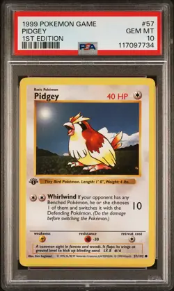 1999 POKEMON GAME 1ST ED #57 PIDGEY PSA 10 - Image 1