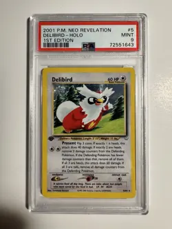 Pokemon TCG  Neo Revelation 1st Edition Delibird 5/64 PSA 9 MINT Swirl!! - Image 1
