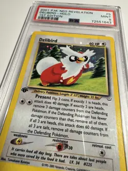 Pokemon TCG  Neo Revelation 1st Edition Delibird 5/64 PSA 9 MINT Swirl!! - Image 2