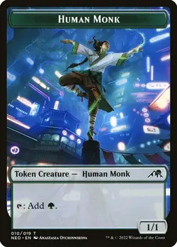Human Monk Token 10x - Green - Same  Art - NEO Neon Dynasty MTG Magic NM - Image 1