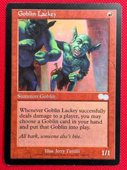 MTG 1X Goblin Lackey X1 Urza's Saga Magic - Slight Play - Image 1