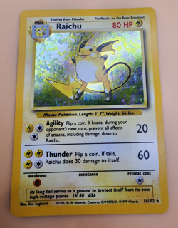 Pokémon TCG Raichu Holo Unlimited Rare Card 14/102 Base Set WOTC MP-LP Condition - Image 10
