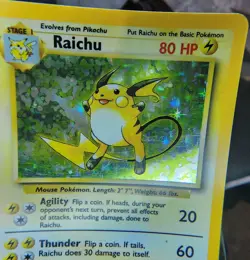 Pokémon TCG Raichu Holo Unlimited Rare Card 14/102 Base Set WOTC MP-LP Condition - Image 6