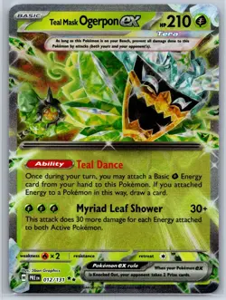 Teal Mask Ogerpon ex - Prismatic Evolutions PRE 012/131 Double Rare Pokemon Card - Image 1