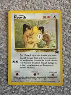 Meowth Black Star Promo 10 Pokémon Card Rare Holo LP - Image 1