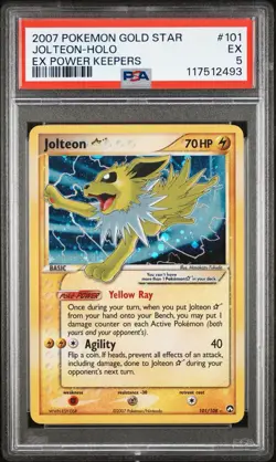2007 POKEMON EX POWER KEEPERS GOLD STAR #101 JOLTEON-HOLO PSA 5 - Image 1