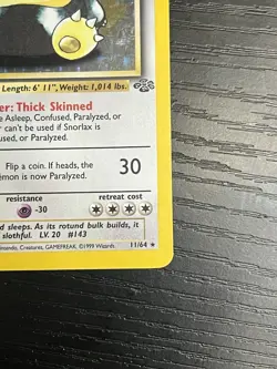 Pokemon TCG Snorlax 11/64 Jungle Set Unlimited  Holo Rare Card WOTC 1999 LP - Image 5