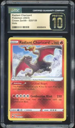 CGC 10 PRISTINE Radiant Charizard 020/159 Holo Crown Zenith Pokemon Card English - Image 1