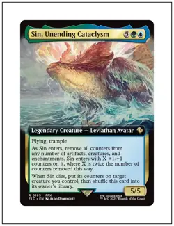 1x Sin, Unending Cataclysm, Extended Art, Final Fantasy, Magic MTG NM - Image 1