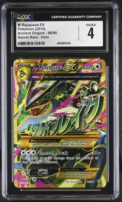 CGC 4 M Rayquaza EX 2015 Ancient Origins 98/98 Secret Rare Holo Pokemon Card - Image 1