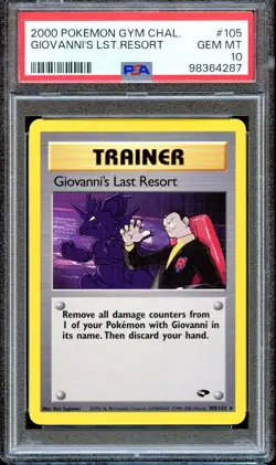 PSA 10 Giovanni's Last Resort Gym Challenge 105/132 Unlimited Pokemon Card MINT - Image 1