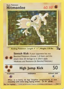 Pokémon TCG - Hitmonlee - 7/62 - Holo Unlimited - Fossil Unlimited [Near Mint] - Image 1
