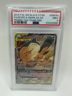 Pokemon Eevee & Snorlax GX Tag Team Tin Promo #SM169 PSA 9 Mint - Image 3