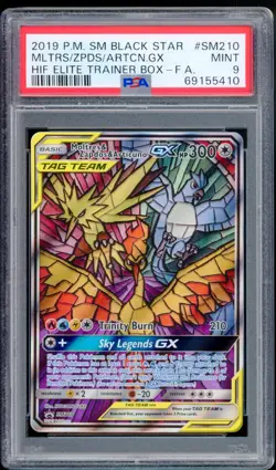 PSA 9 Moltres Zapdos Articuno SM210 Hidden Fates Black Star Promo Pokemon 2019 - Image 3