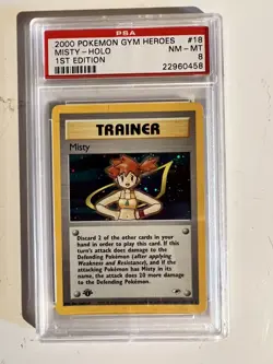 Pokémon TCG Misty Gym Heroes 18/132 Holo 1st Edition Holo Rare PSA 8 NM-MT 2000 - Image 1