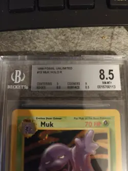 Pokémon TCG Muk Fossil 13/62 Holo Unlimited Holo Rare BGS 8.5 - Image 2