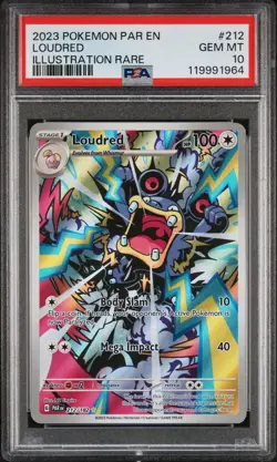 2023 POKEMON PAR EN-PARADOX RIFT #212 LOUDRED ILLUSTRATION RARE PSA 10 - Image 1
