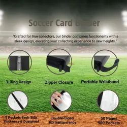 Soccer Card Binder 900 Pockets, Trading Card Binder Sports Card Holder with 5... - Image 3