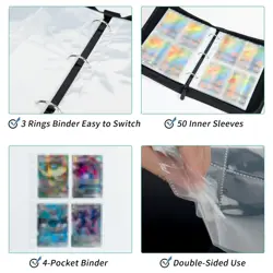 Basketball Card Binder with 50 Removable Sleeves, Trading Card Holder Fits 40... - Image 5