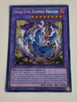 Yugioh - Snake-Eyes Doomed Dragon - 1st Edition Secret Rare NM - Free Holo Card - Image 1