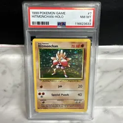 PokÃ©mon TCG Hitmonchan Base Set Holo Rare Card 7/102 PSA 8 - Image 1
