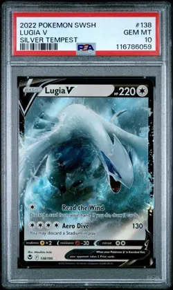 PSA 10 GEM MINT Lugia V 138/195 Ultra Rare Pokemon SWSH Silver Tempest 2022 - Image 1