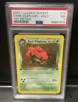 2000 Pokemon Team Rocket Dark Vileplume 1st Edition (13/82) Holo PSA 7 - Image 1