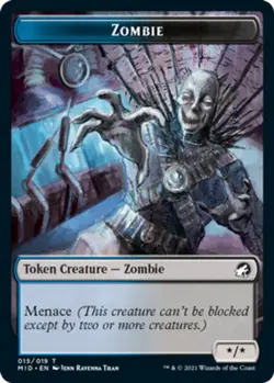 1x Zombie Token (015/019) MTG Innistrad: Midnight Hunt NM Magic Regular - Image 1