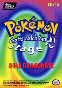 Pokemon Dragonair #148 Card E11 of 12 Blue Logo 1999 Topps - Image 2