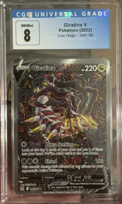 Pokemon Giratina V 186/196 Alt Art Lost Origin Full Art Holo CGC Mint 8 - Image 3