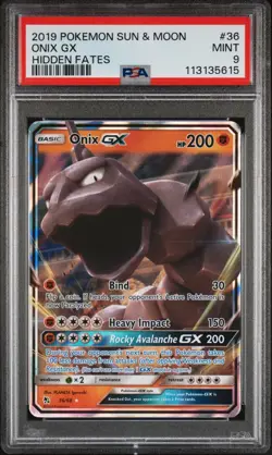 PSA 9 Mint Onix GX #36 2019 Hidden Fates Sun & Moon Pokemon Card - Image 1