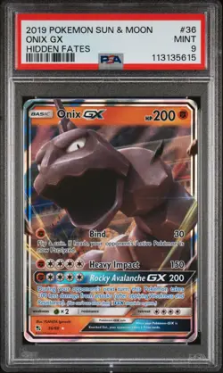 PSA 9 Mint Onix GX #36 2019 Hidden Fates Sun & Moon Pokemon Card - Image 3