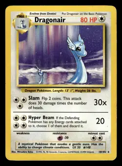 Dragonair 18/102 Rare Base Set Pokemon Card - Image 3